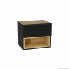 Excellent Tuto 2.0 szafka wisząca front ryflowany czarny mat 60x50x46,5 cm blat dąb Hikora MLEX.2171.K.60.03BL.BKBK